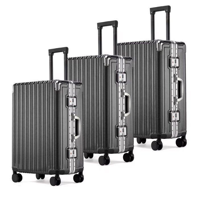 Set de 3 Valises Rigides en Aluminium gris foncé - 20/24/28 pouces