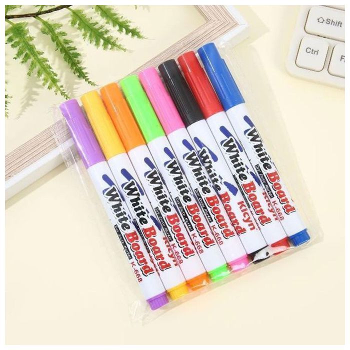 Marqueurs flottants magiques - GENERIC - Lot de 8 - Effaçables à sec - Pointe fine - Multicolore