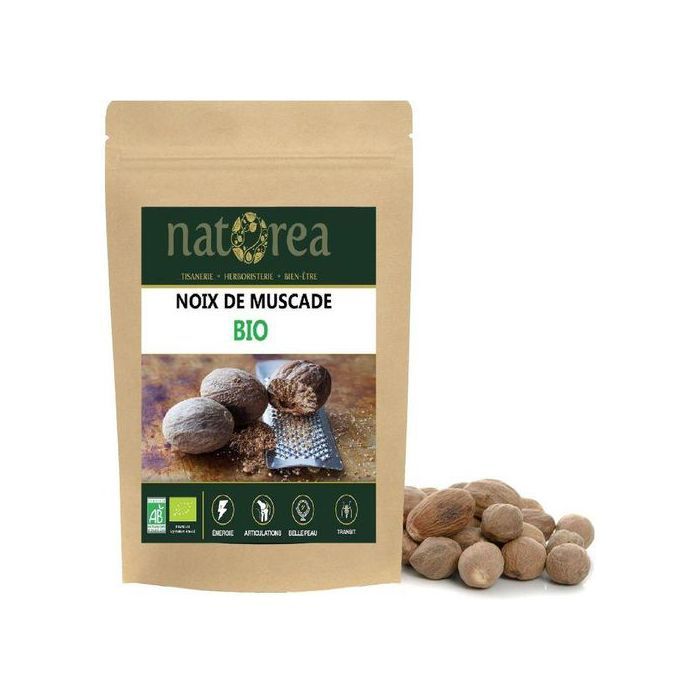 Natorea  Noix de muscade entière (100g),  noix de muscade 100% naturelle, sans additifs, vegan