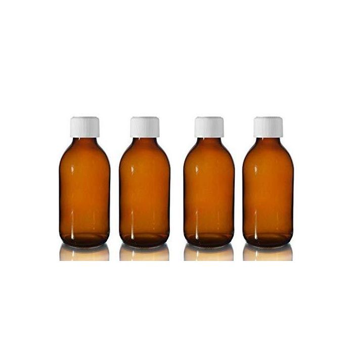 Flacons en verre ambré de 250 ml avec couvercles blancs Medicap ~ Lot de 10 ~