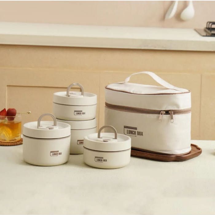 Boîte à lunch isotherme portable pour adultes et enfants, boîte à bento pour étudiants, boîte empilable, adaptée au micro-ondes