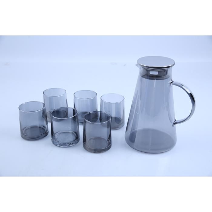 Service de table - GENERIC - PEAK01G - Pichet 1,9L - 6 Verres 270ml - Couleur Gris