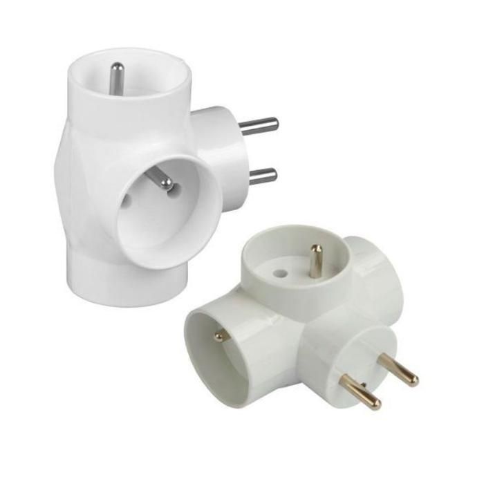 Répartiteur 3 prises - Non spécifié - 16A 250V - Couleur blanche - Prises de terre rondes - Bloc compact