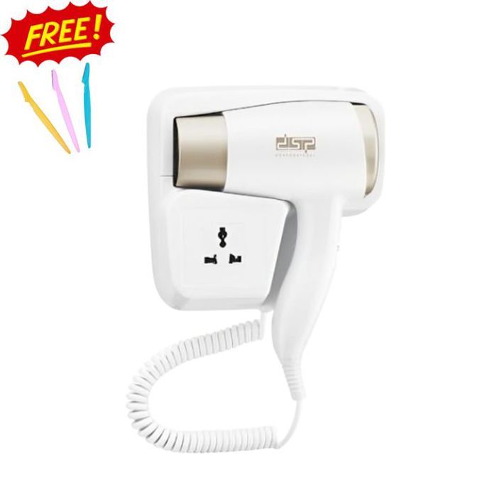 Sèche-Cheveux Mural - DSP - 30389 - 1300-1500 W - 2 Températures - Design Ergonomique