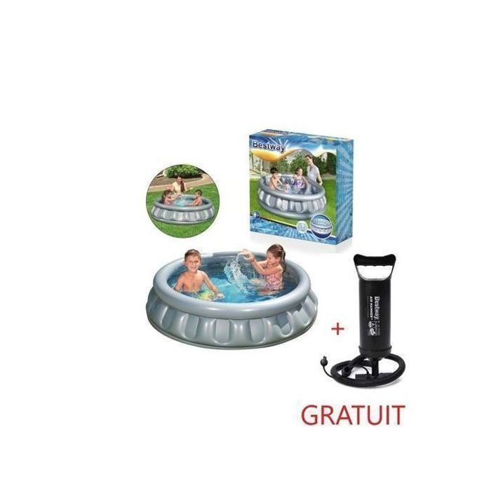 Piscine gonflable bestway gris métallique + gonfleur