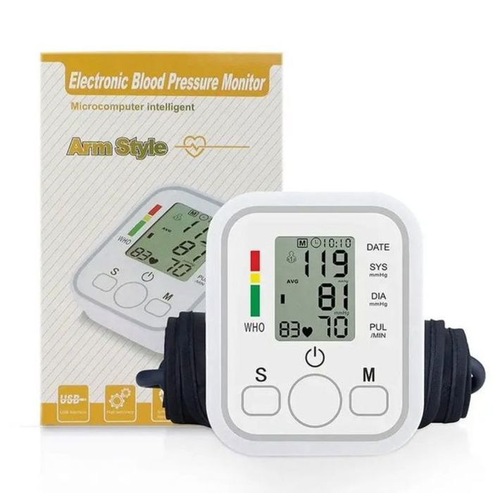 Tensiometre automatique avec grand brassard et detection cardiaque.