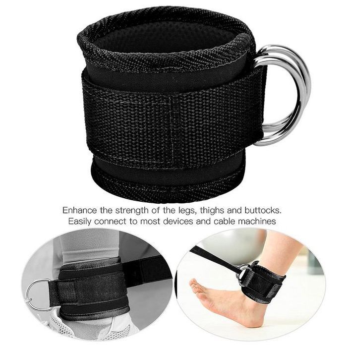Sangle de Cheville - Musculation - Noir - Réglable - Confortable - Durable