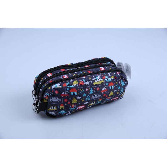 TROUSSE RECTNGULAIRE 3ZIP MOTIF VOITURE AUCHAN
