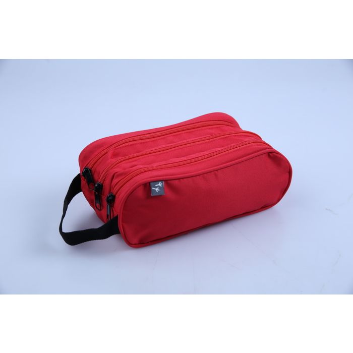 TROUSSE AUCHAN RECTANGULAIRE 3 ZIP 23X12X 9 ROUGE