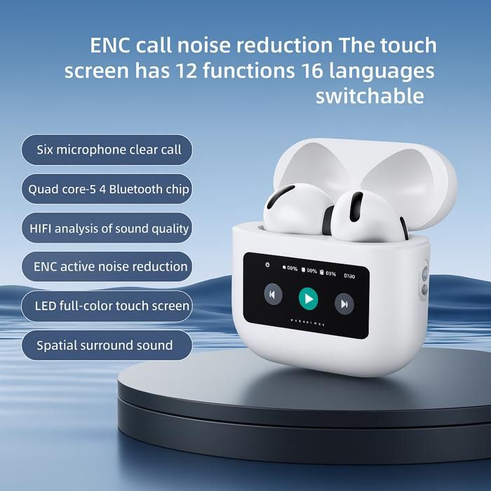 Écouteurs Bluetooth tactile LCD écran ENC/HIFI confortable design