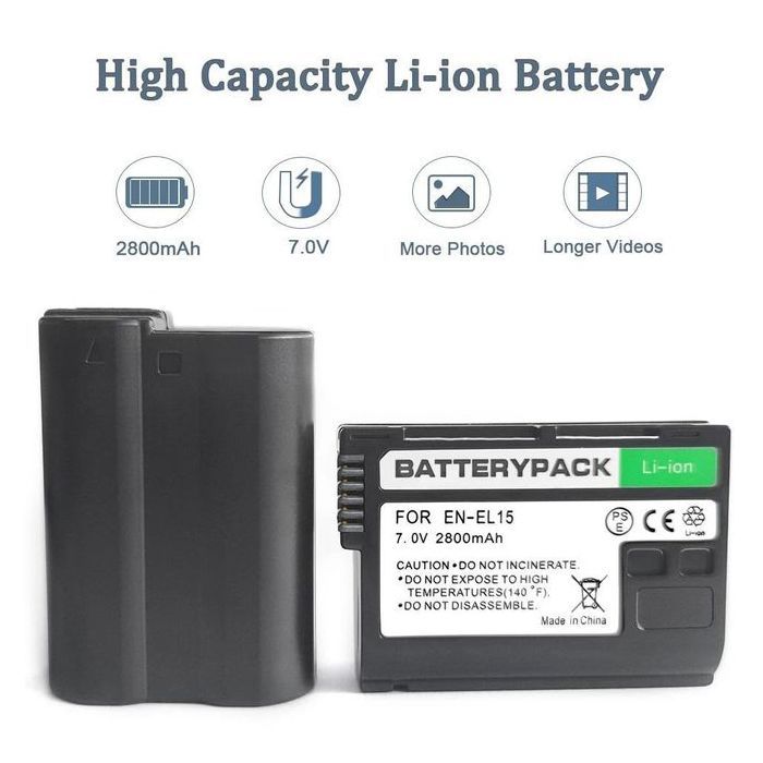 Digital Batterie remplacement En-el15 2800 mAh 7,0 Vp pour Nikonn D500, D600, D610, D750.....