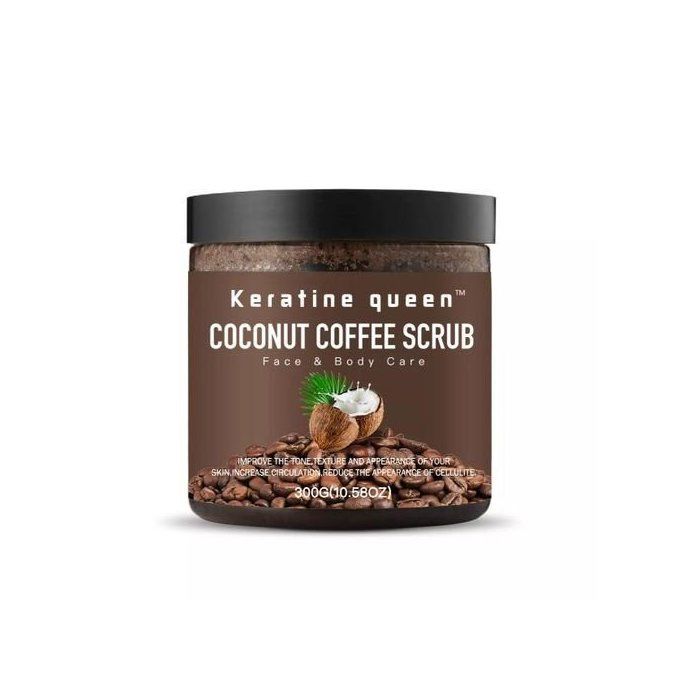 keratine queen Gommage naturel au noix de coco et café-Visage et corps, 300g