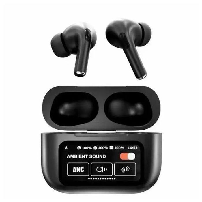 Écouteurs black Sans Fil Bluetooth TWS avec Réduction de Bruit Active et Boîtier de Charge à Écran Tactile LCD