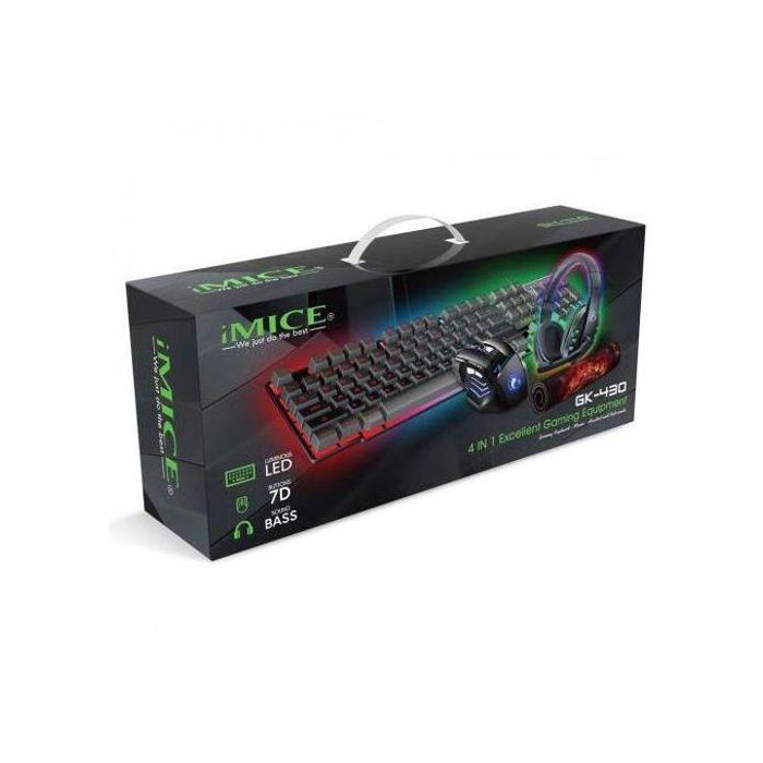 Imice GK-430 4 en 1 Clavier, Souris, Casque et Tapis de Souris Kit de Jeu