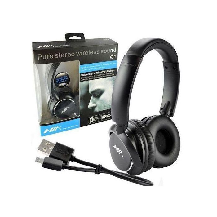 Nia Casque Audio Sans Fil Bluetooth 4-en-1 avec Micro, Radio FM et Lecteur Carte SD