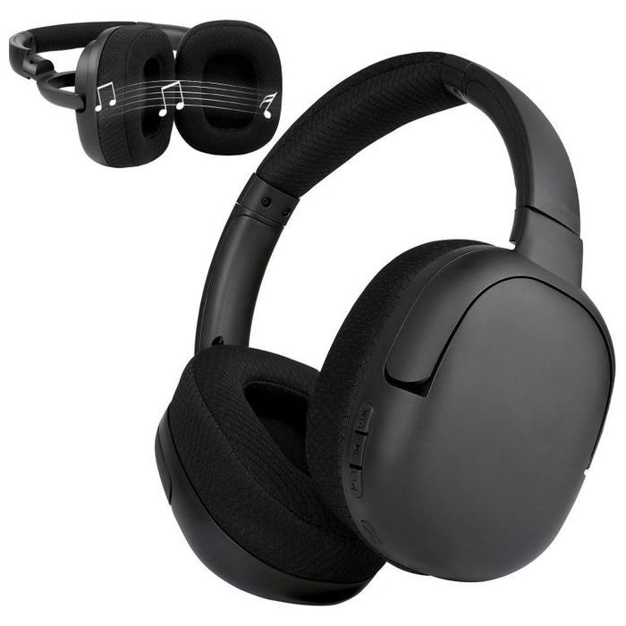 Casque Bluetooth 2-en-1 avec Haut-Parleur, Micro HD, 45H d'Autonomie et Carte Micro SD - Noir