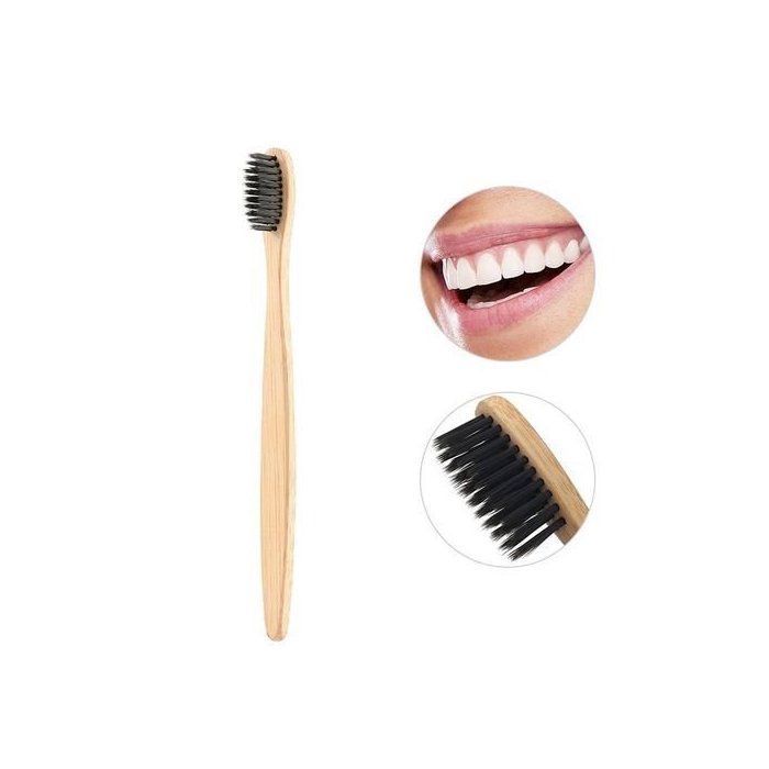 Brosse à dents écologique en bambou – Poils doux au charbon actif, 1 pièce