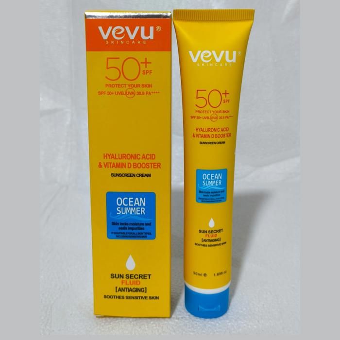 Soin solaire - VEVU - Sun Secret - Fluide SPF 50 - Non comédogène - Résistant à l'eau - Ocean Respect