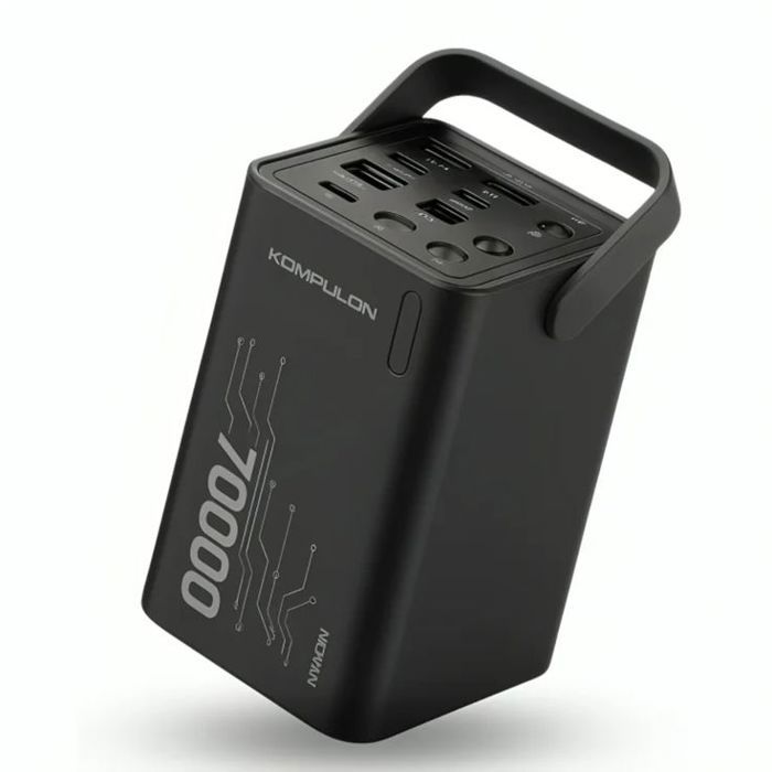 Power Bank KONFULON A66Q – 70000mAh, 30W PD, 7 Sorties & 2 Entrees, Ecran LCD, Poignee Cuir