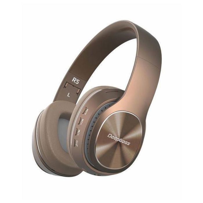 Deep Bass Casque R5 pliables Sans Fil Bluetooth Hifi Stéréo, Mains Libres et Aux, suppression du bruit R5 Gold
