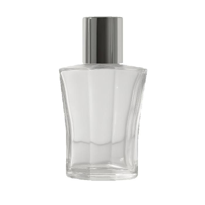 Flacon en Verre Transparent 50ml – Vaporisateur Argenté, Design Métallisé avec Joint
