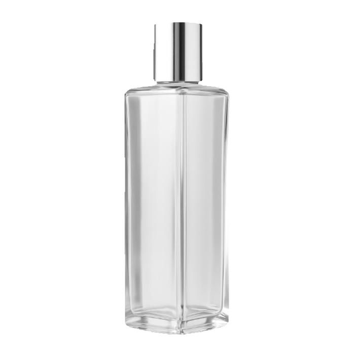 Flacon en Verre Transparent 120ml à Col Sprinkler – Argent Métallisé avec Joint