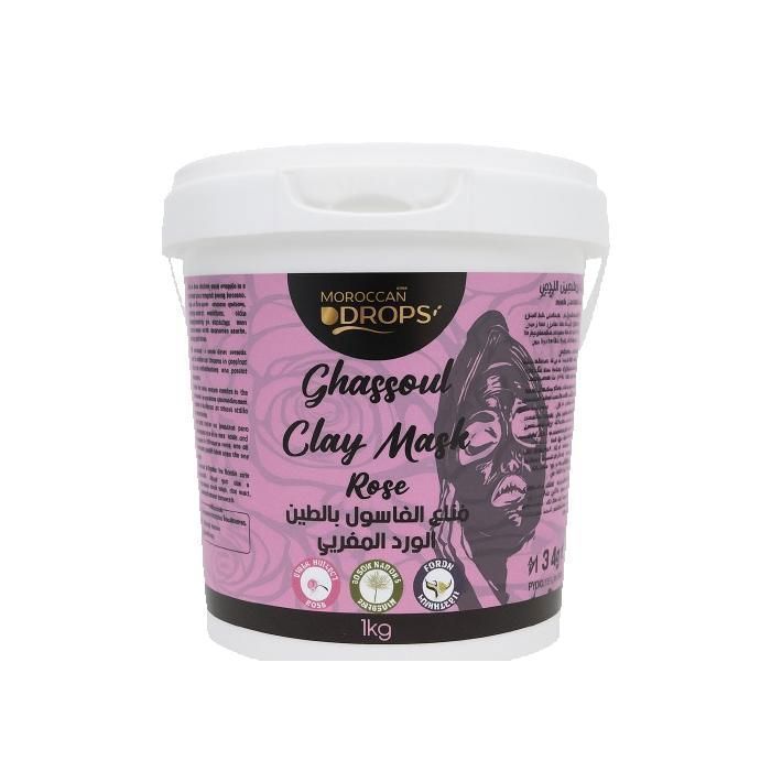 Masque Ghassoul à la Rose – Purifiant & Hydratant Visage & Corps – 1kg