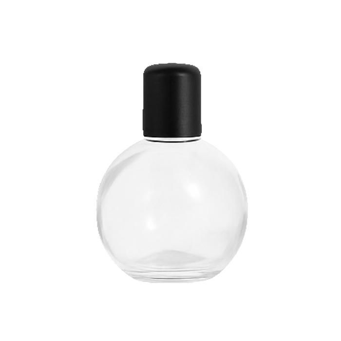 Flacon Verre Transparent 75ml à Col Sprinkler – Finition Argent Métallisé avec Joint