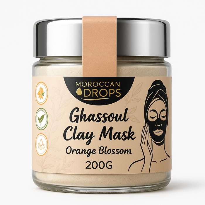 Masque Ghassoul à la Fleur d’Oranger – Purifiant & Rafraîchissant Visage & Corps – 200g