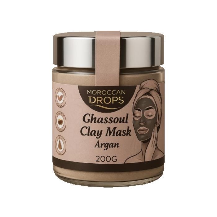 Masque Ghassoul à l’Huile d’Argan – Purifiant & Nourrissant Visage & Corps – 200g