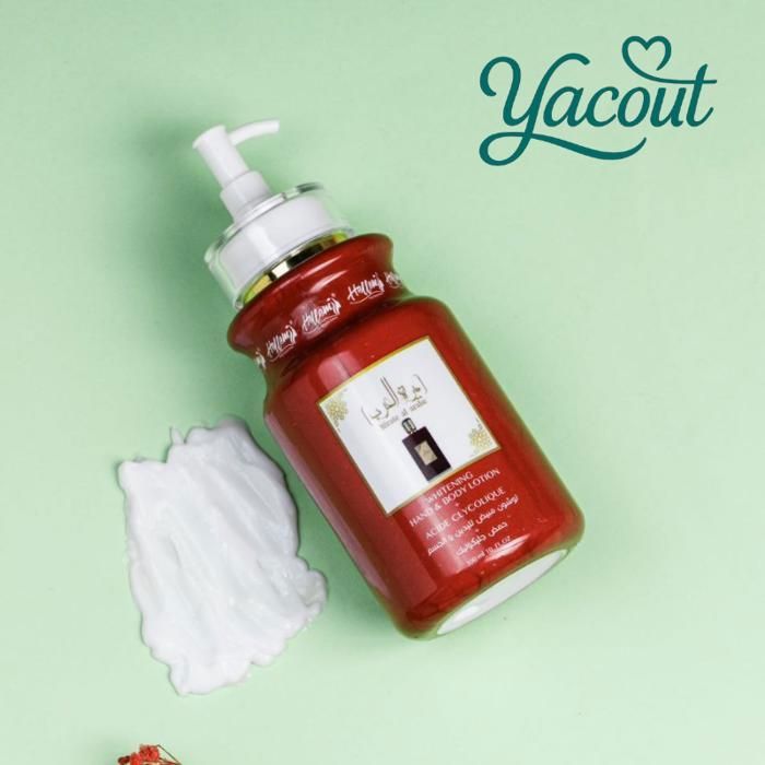 Lotion Éclaircissante Mains & Corps - Acide Glycolique - Non Grasse - Hydratante - Parfum Doux