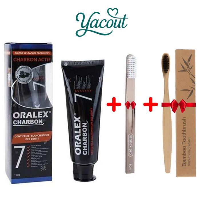Dentifrice - ORALEX - Charbon Actif - 100 ml - Vegan - Brosse Bambou Offerte