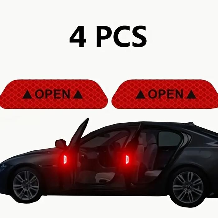 4pcs Autocollants Réfléchissants de Porte – Sécurité Nocturne, Haute Visibilité Voiture