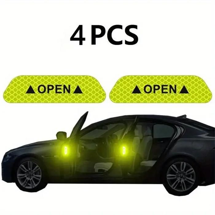 4pcs Autocollants Réfléchissants de Porte – Sécurité Nocturne, Haute Visibilité Voiture