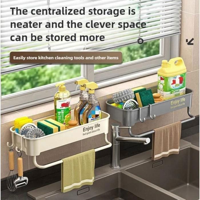 Étagère de drainage - ADZA - Lot de 2 - Multifonctionnelle - Auto-drainant - Blanc et Gris