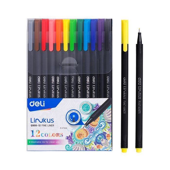 Set de 12 Feutres Fineliners – Deli Linkus 0900