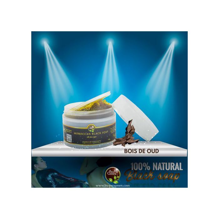 Savon noir - BIO PRO GREEN - Sabone béldi - Parfumé au bois de oud - Exfoliation naturelle - Hydratation intense