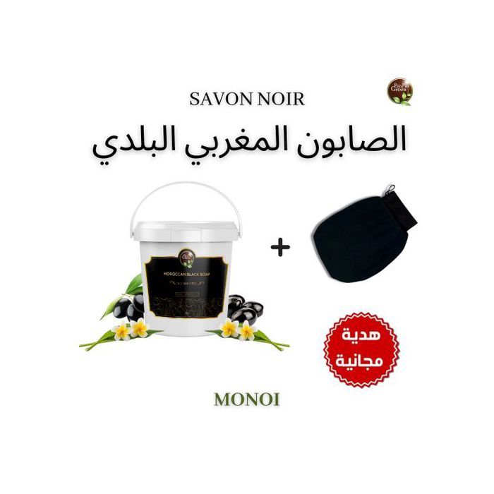 Savon noir - BIO PRO GREEN - Sabone beldi - Parfumé au monoi - Gant Kessa offert - Minéral