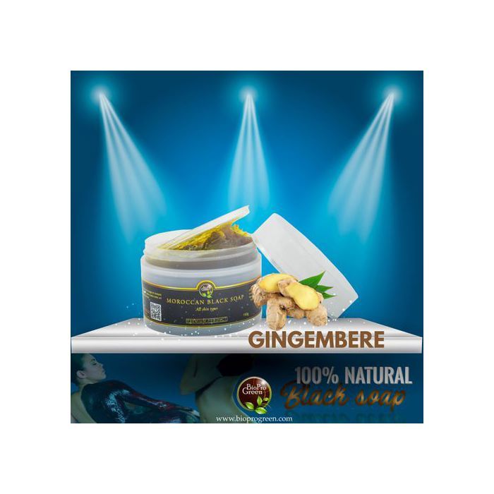 Savon noir - BIO PRO GREEN - Sabone béldi - BIO - Parfumé au gingembre - Exfoliant naturel