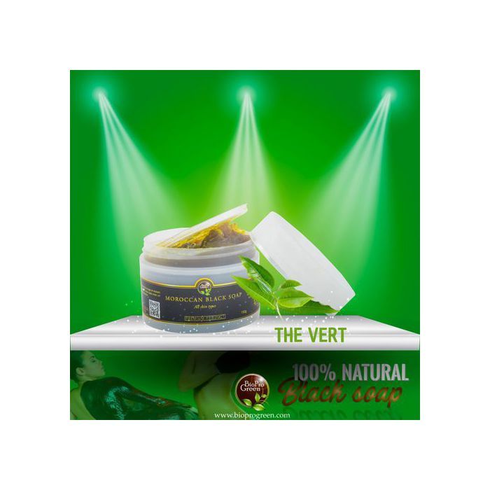 Savon noir - BIO PRO GREEN - Marocain - Parfumé au thé vert - Exfoliant - Hydratant