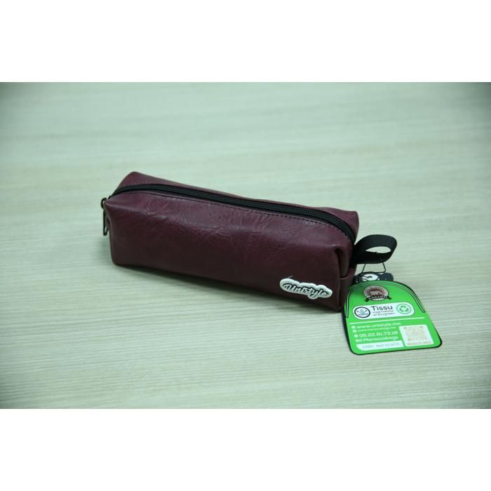 Trousse pour stylos - GENERIC - Cylindrique - Similicuir - Violet - Zippée