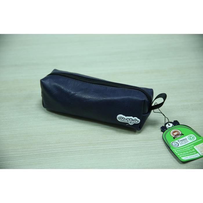 Trousse cylindrique en similicuir - Bleu