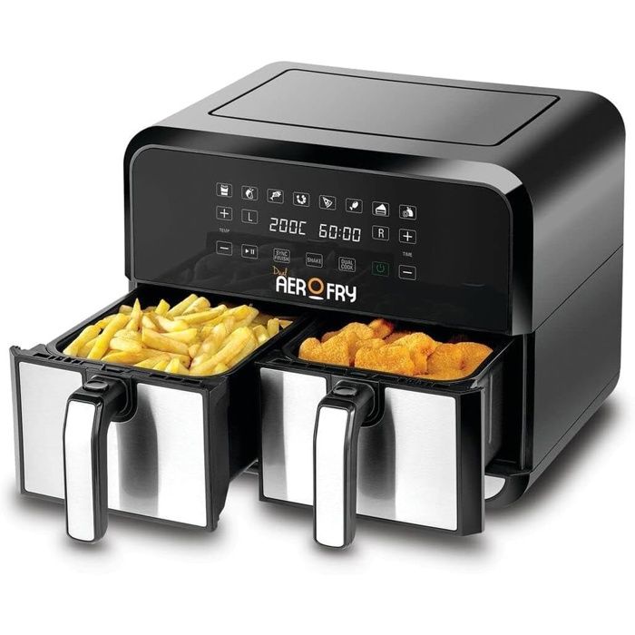 Air fryer Double 4L + 4L Aerofry en acier Black + Decker