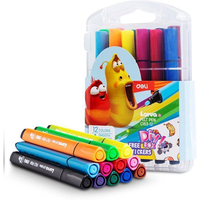 Boîte de 12 Feutres de Couleur – Deli – Pointe Moyenne