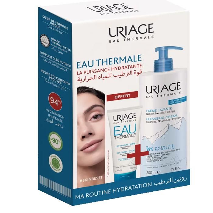 Uriage Pack peaux sensibles et sèches  crème lavante 500ml + Lait velouté crops 200 ml OFFERT