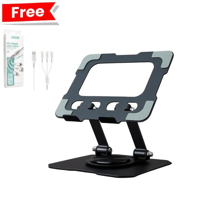 Support Reglable en Meta – Base Antiderapante et Design Pliable + Cable 3-in-1 Lightning / Micro / Type-C