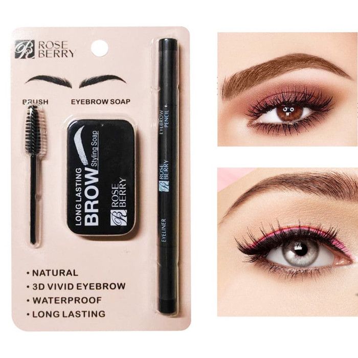 Kit sourcils - Multicolore - Savon coiffant - Crayon double face - Look laminé