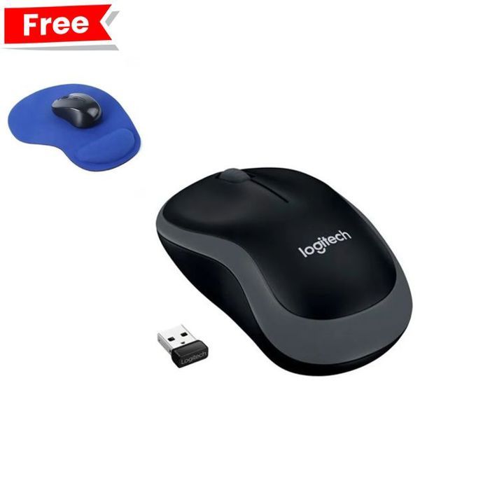 Souris - Sans fil - Logitech - M185 - Gris - Ambidextre + Tapis de Souris Offert