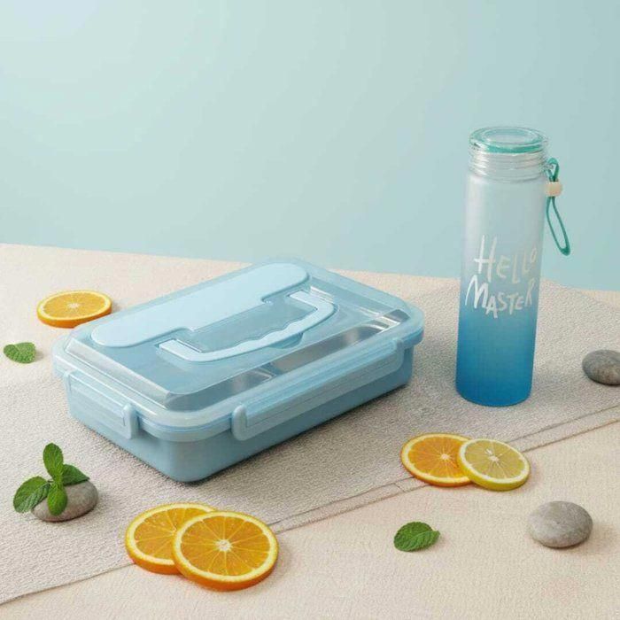 Pack Lunch box + Gourde - AYA HOME - 900ml - 4 Compartiments - Inox - Sans BPA