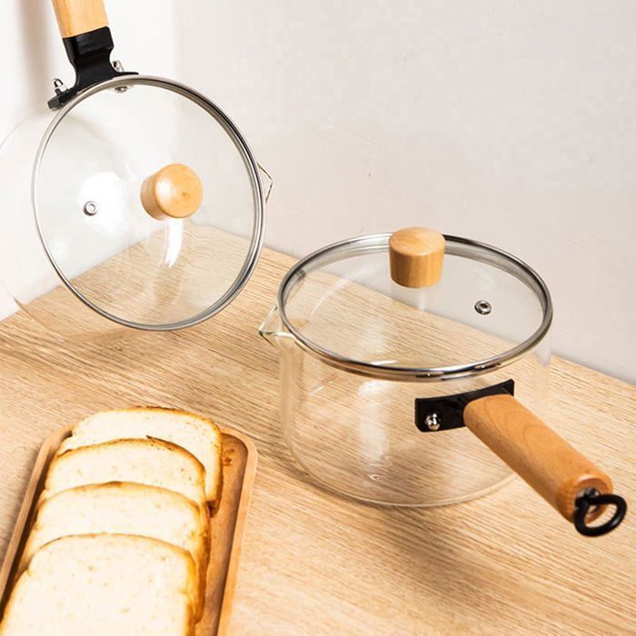 Casserole marmite résistante à la chaleur -Casserole en Verre Casserole Four De Cuisson Marmite en Verre